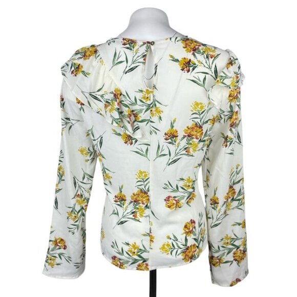 JUNE & HUDSON Floral Ruffle Blouse Sz Medium - Picture 3 of 4